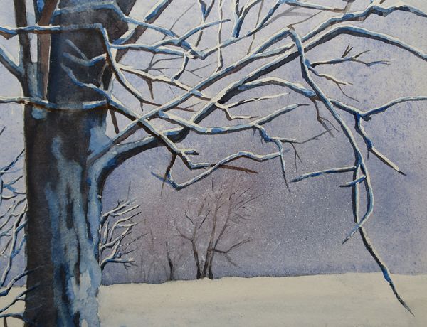 Winterimpression, 2022, 32 x 45 cm, Ingrespapier