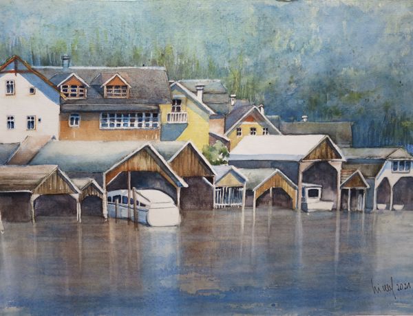 Hallstatt, 2021, 45 x 32 cm, Ingrespapier