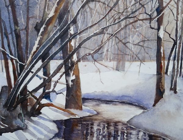 Winterbachbett im Wienerwald, 2015, 45 x 32 cm, Ingrespapier