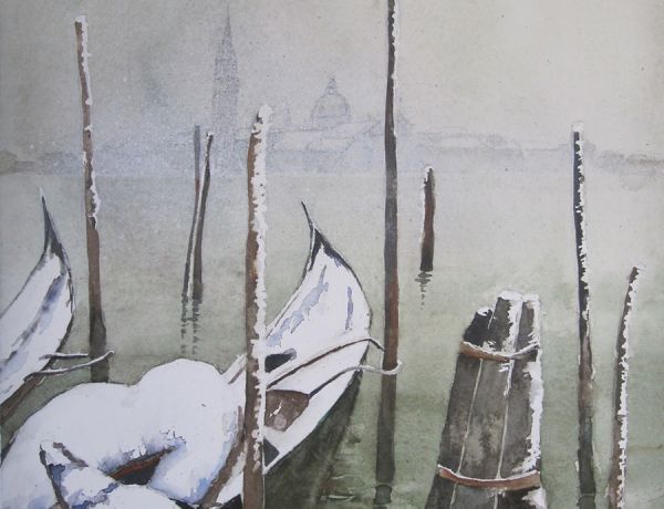 Venedig im Winter, 2015,  32 x 45 cm, Ingrespapier