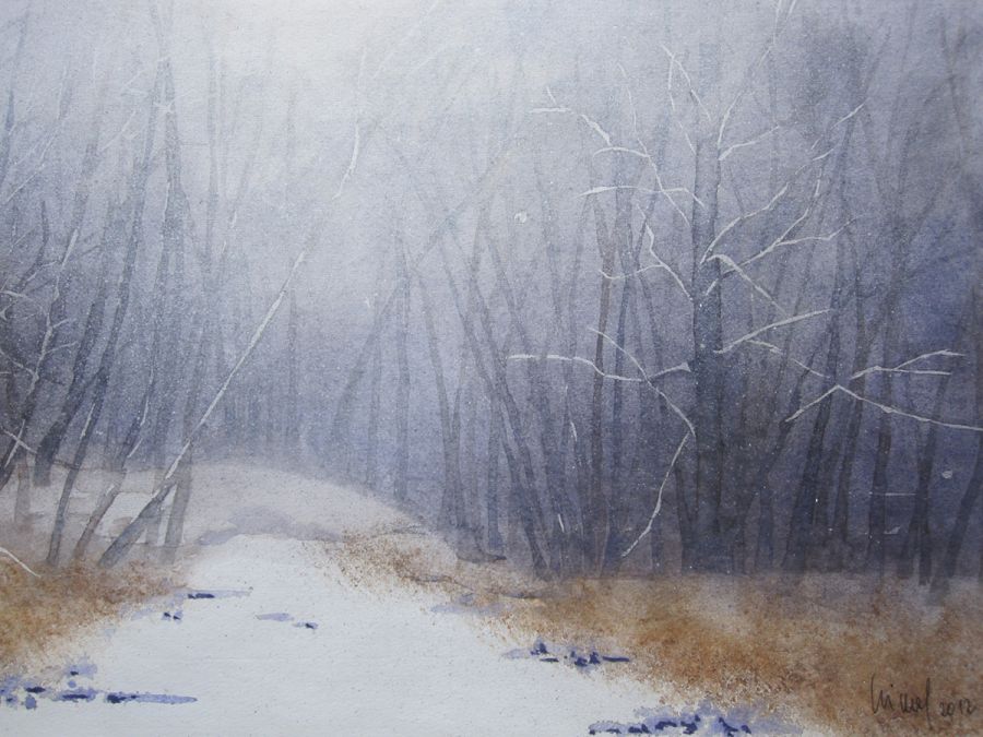 Winter in der Stopfenreuther Au, 2012, 45 x 32 cm, Ingrespapier