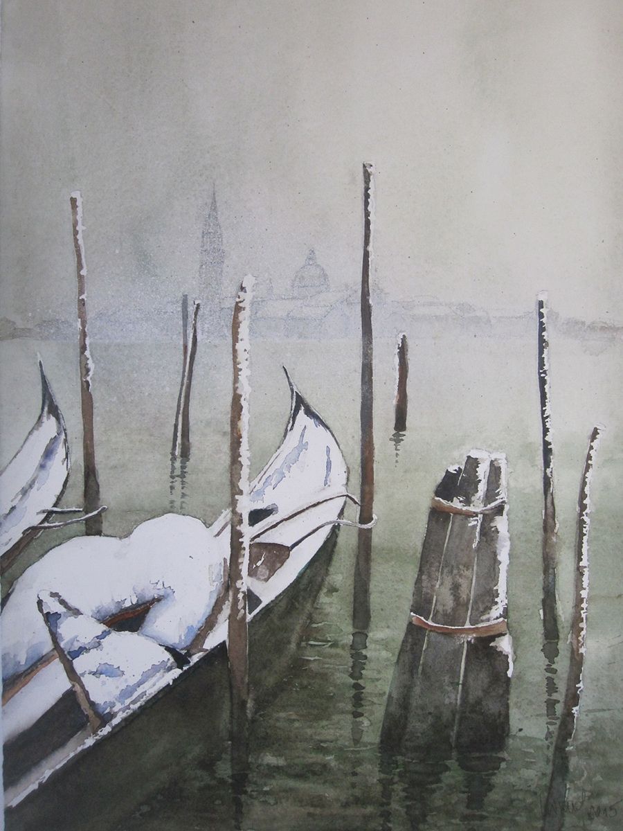 Venedig im Winter, 2015,  32 x 45 cm, Ingrespapier