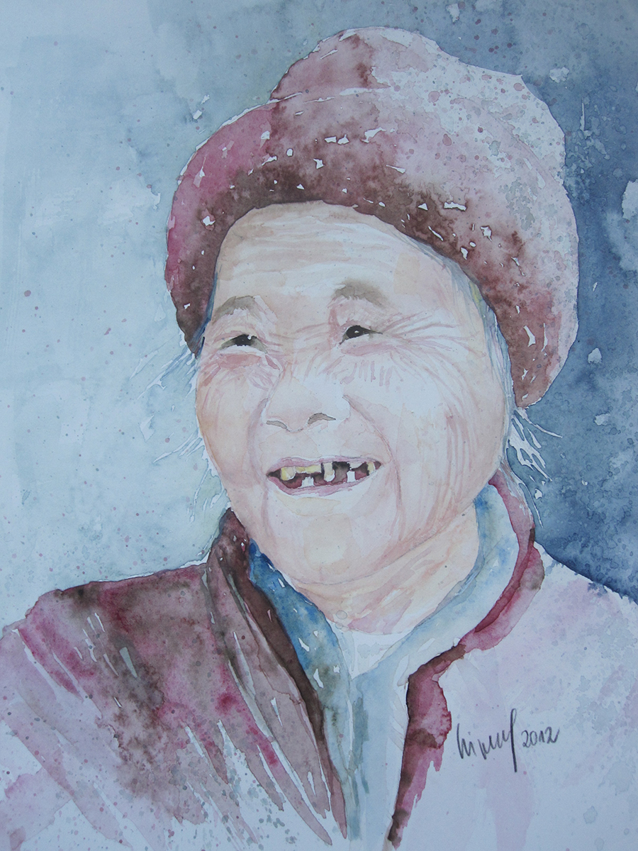 Betagte Chinesin, 2012, 29 x 39 cm, Canon Arches 300 gr