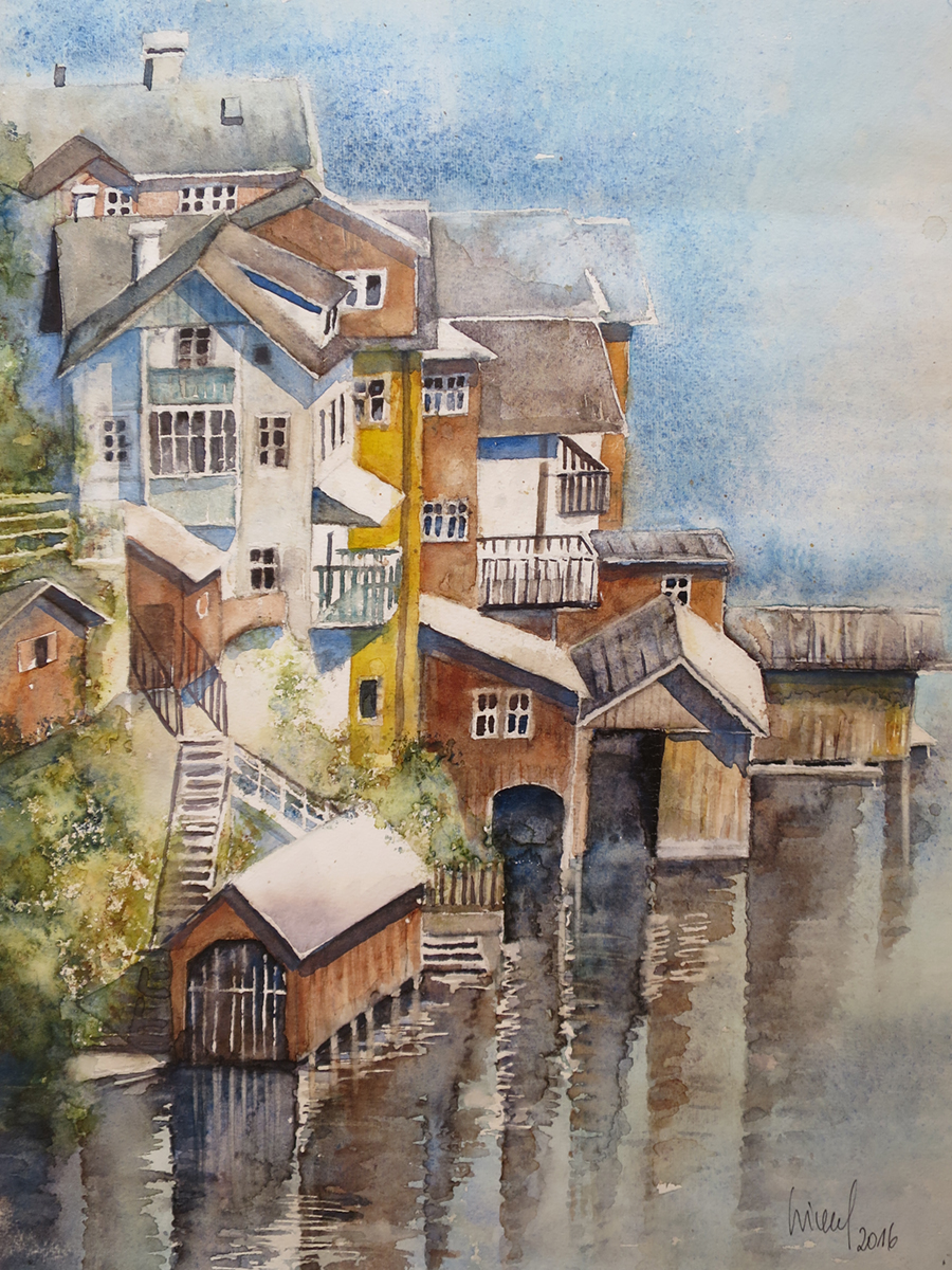 Hallstatt, 2016, 32 x 45 cm, Ingrespapier