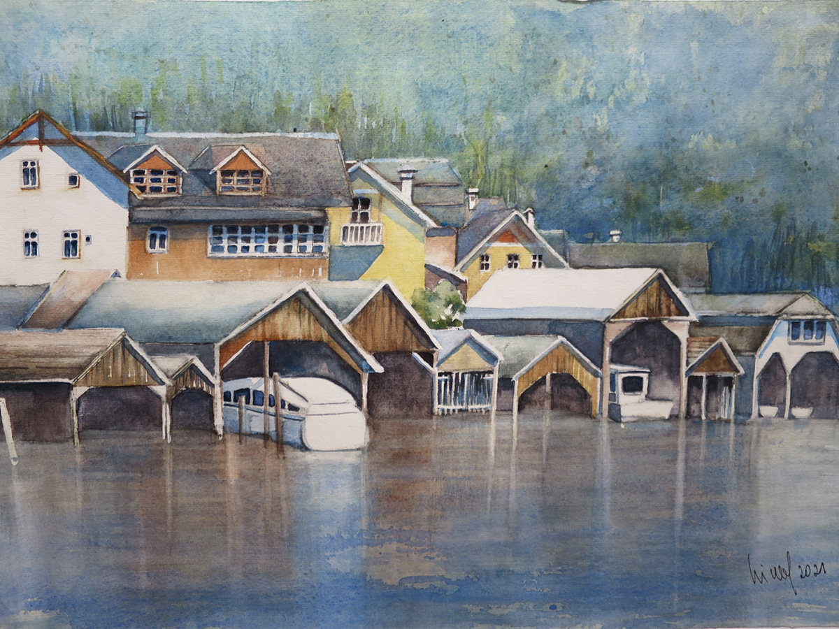 Hallstatt, 2021, 45 x 32 cm, Ingrespapier