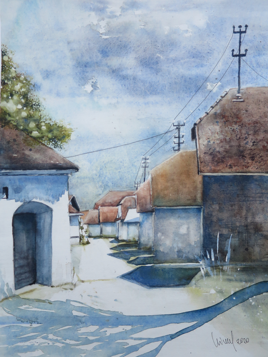 Kellergasse in Zellerndorf, 2020, 45 x 32 cm, Ingrespapier