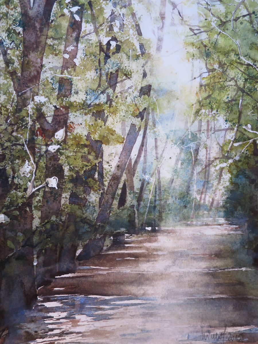 Waldweg, 2015, 32 x 45 cm, Ingrespapier