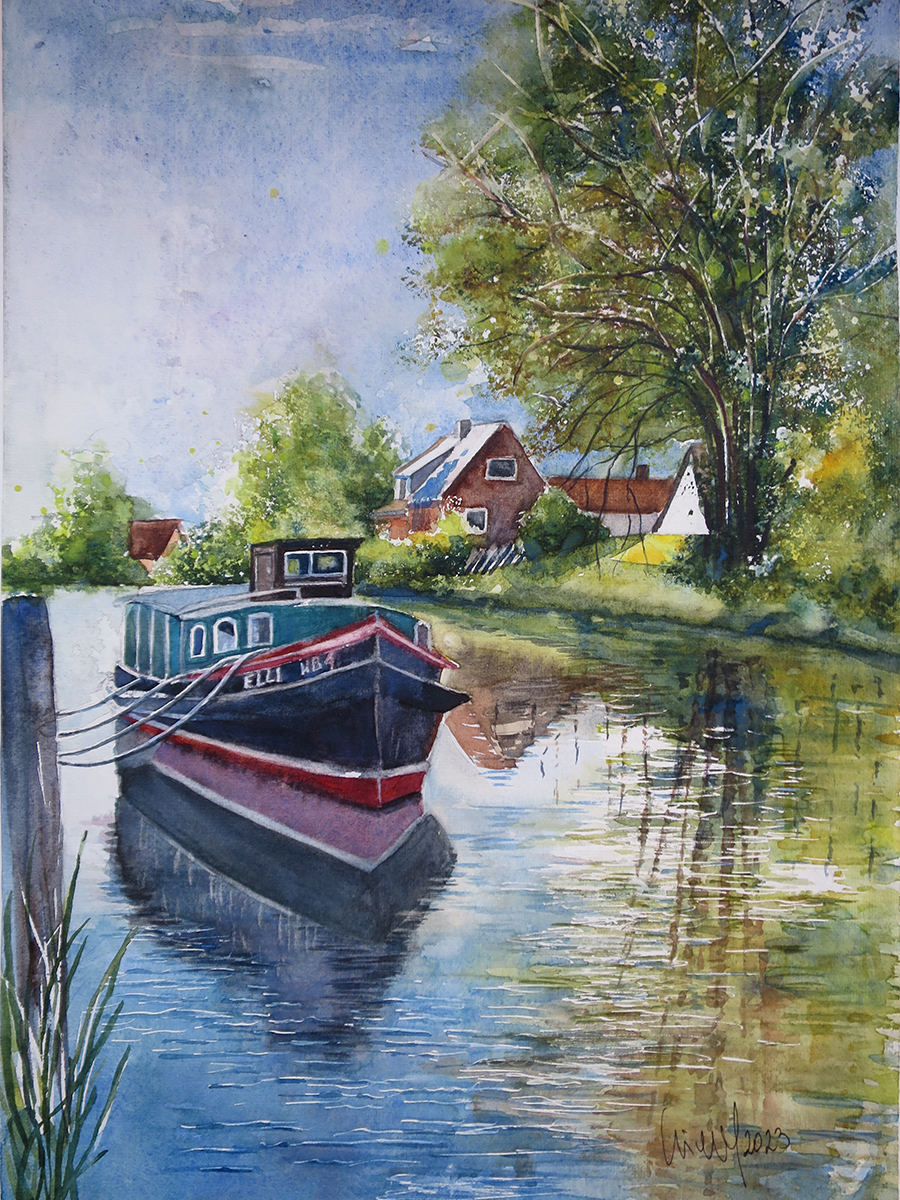 An der Lühe, Deutschland, 2023,  32 x 45 cm, Ingrespapier