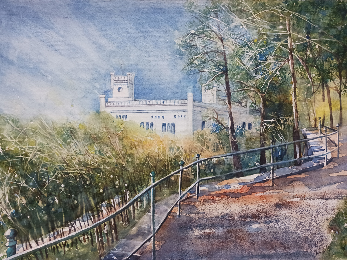 Triest - Schloss Miramar, 2024,  45 x 32 cm, Ingrespapier