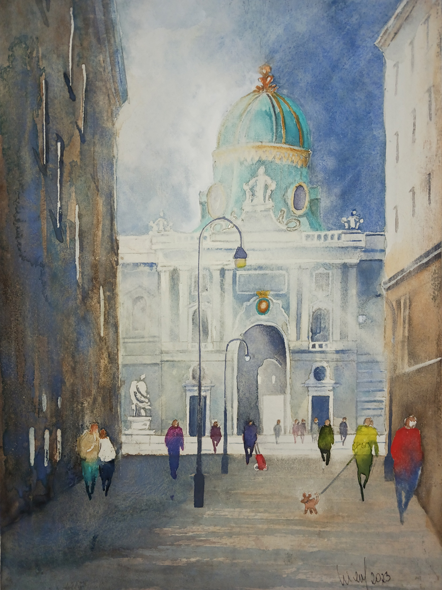 Wien Kohlmarkt, 2023, 32 x 45 cm, Ingrespapier